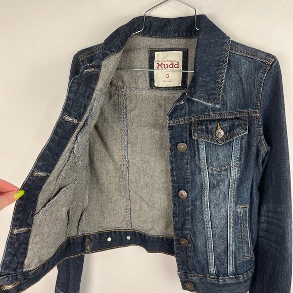 VTG MUDD | Blue Dark Wash Denim Y2K Jean Jacket | Junior's - Picture 3 of 10